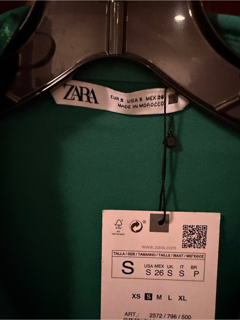 NWT Zara green satin effect wrap dress size small - Picture 6 of 7